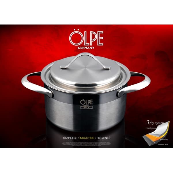 [OLPE] 독일 올페 엘레간트 3PLY냄비(통3중) 냄비 18CM(양수)OLP-18P