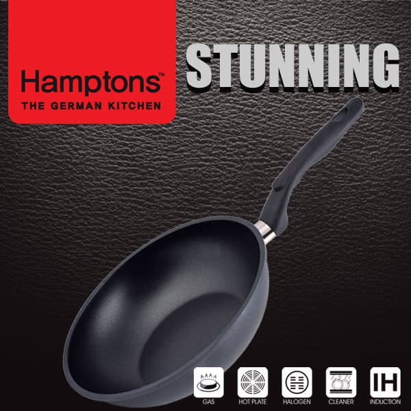 [Hamptons]독일 햄튼 스터닝 다이캐스팅 인덕션 블랙 궁중팬 28cm