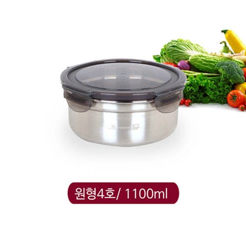 실버스타 모이 스텐레스 반찬통 밀폐용기 원형4호/ 1100ml