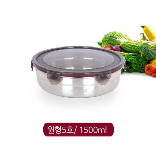 실버스타 모이 스텐레스 반찬통 밀폐용기 원형5호/ 1500ml