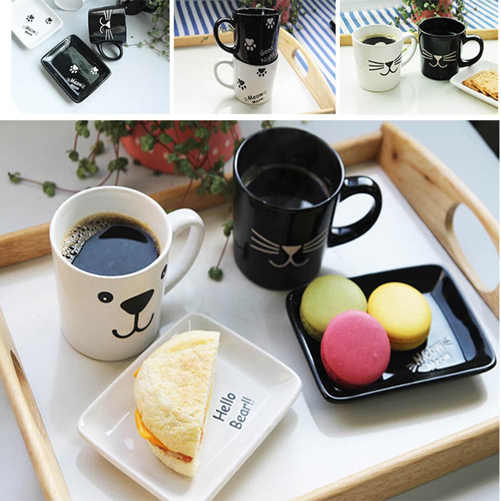 토토리빙 캣 브런치세트(컵2P+접시2P) (색상랜덤)