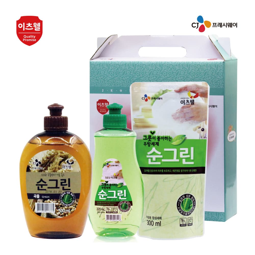CJ이츠웰 순그린곡물500ml,순그린320ml,순그린리필300ml 3종세트 00841