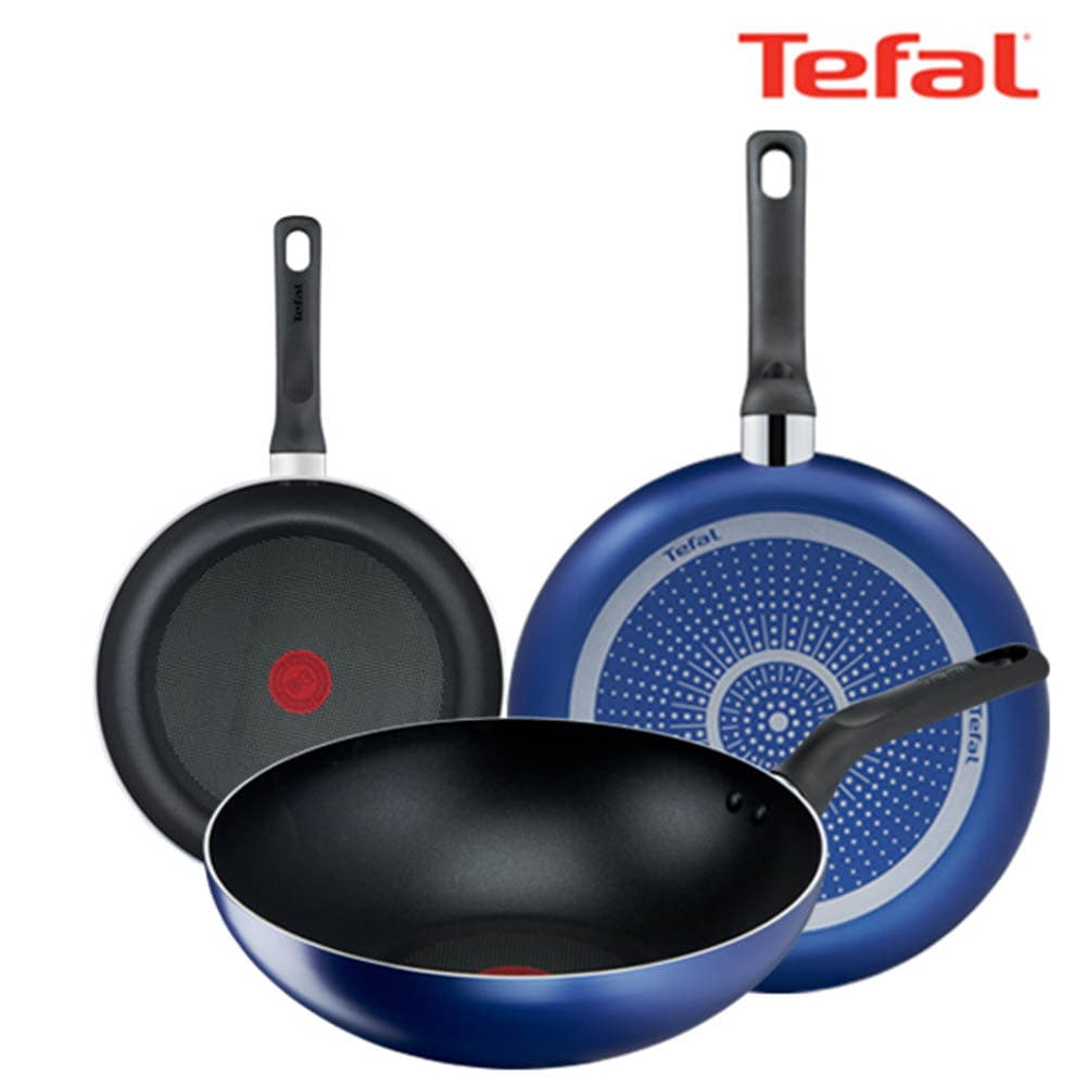테팔 팬&냄비 PTFE 미드나잇 블루 3종세트 (프라이팬 20cm + 28cm + 볶음팬 28cm)