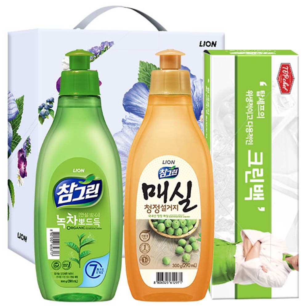 참그린녹차300용기 매실300용기 크린백(3종)