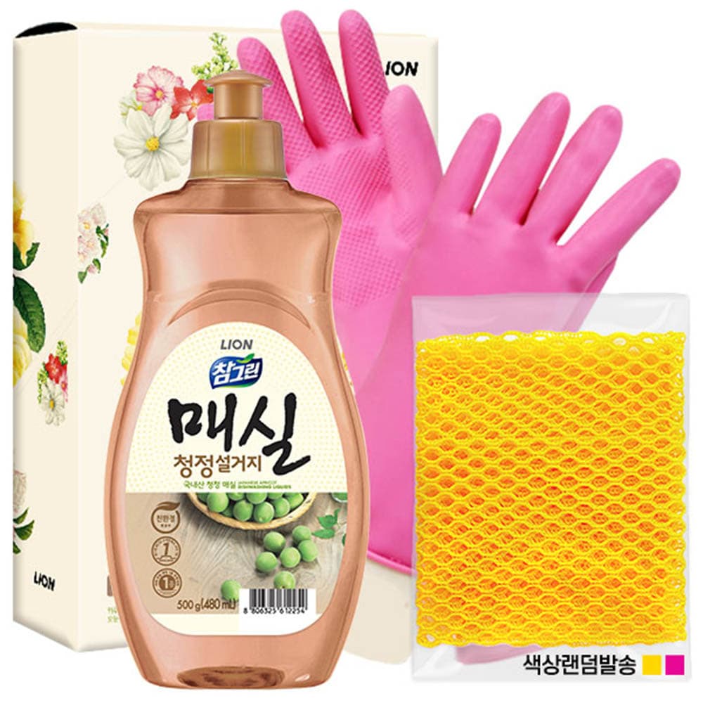 (친환경)참그린매실500용기 고무장갑32cm 망사수세미(3종)