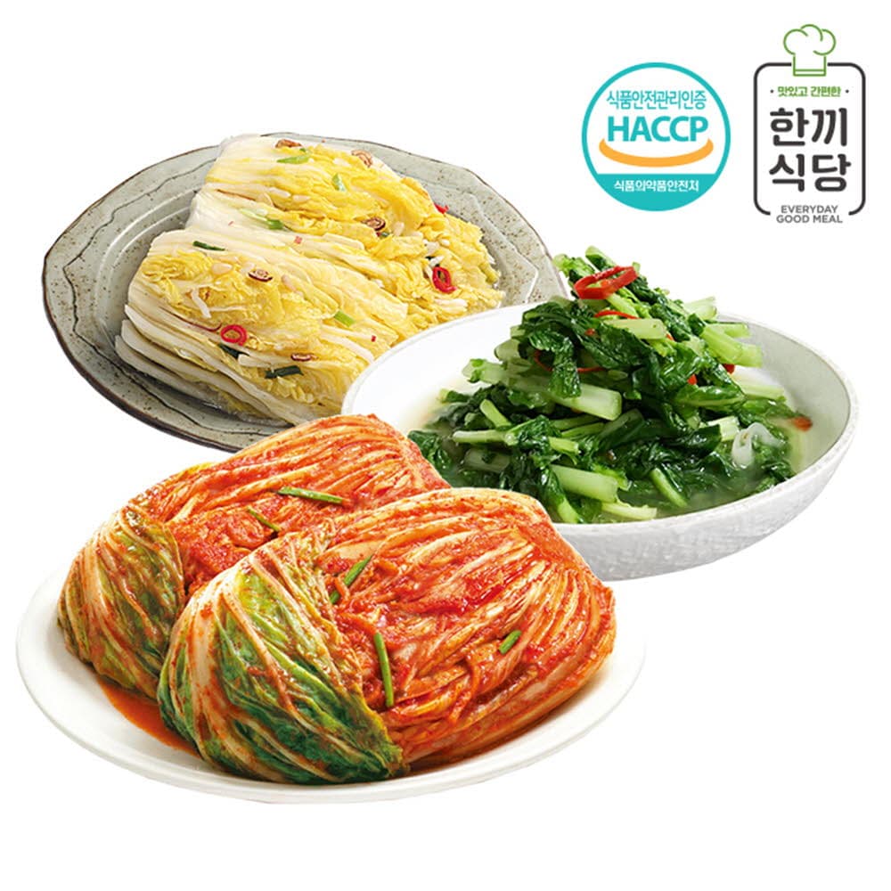 한끼식당 우리 농산물 100% 김치 인기 3종세트(포기김치1kg,청양열무김치1kg,백김치1kg)