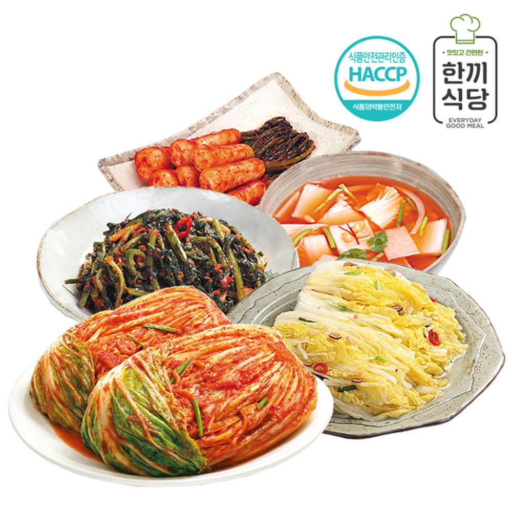 한끼식당 우리 농산물 100% 김치 프리미엄 5종세트(포기김치1kg,총각김치1kg,나박김치1kg,열무김치1kg,백김치1kg)