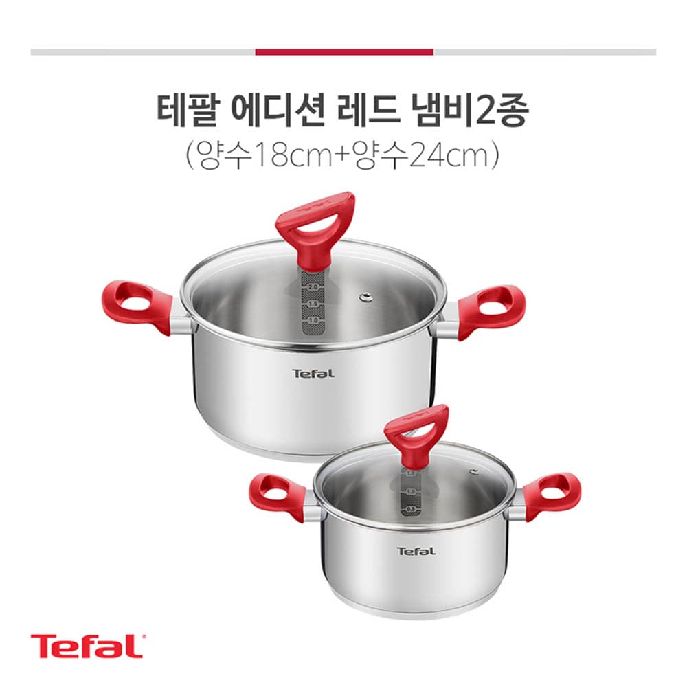 테팔 에디션 레드 인덕션 냄비 양수18+양수24cm