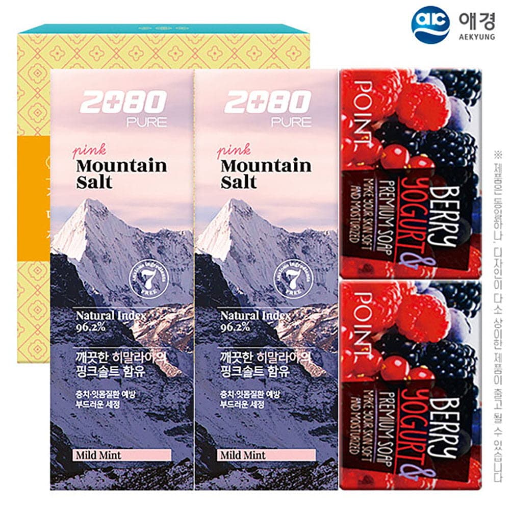 애경 2080히말라야핑크솔트치약100g2P 포인트베리비누2P(4종)