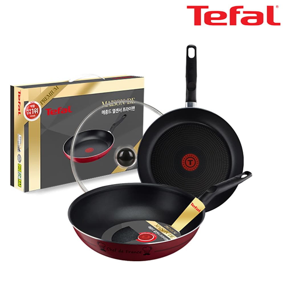 테팔 메종드 열센서 프리미엄 프라이팬 28cm+멀티팬 28cm+유리뚜껑 CT1-MFP28W28G