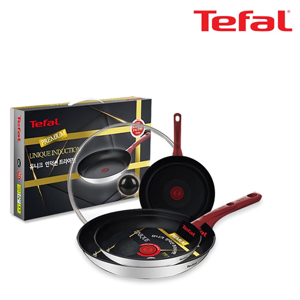 테팔 유니크 인덕션 프리미엄 프라이팬 20cm+24cm+28cm+유리뚜껑 CT1-UQFP202428G