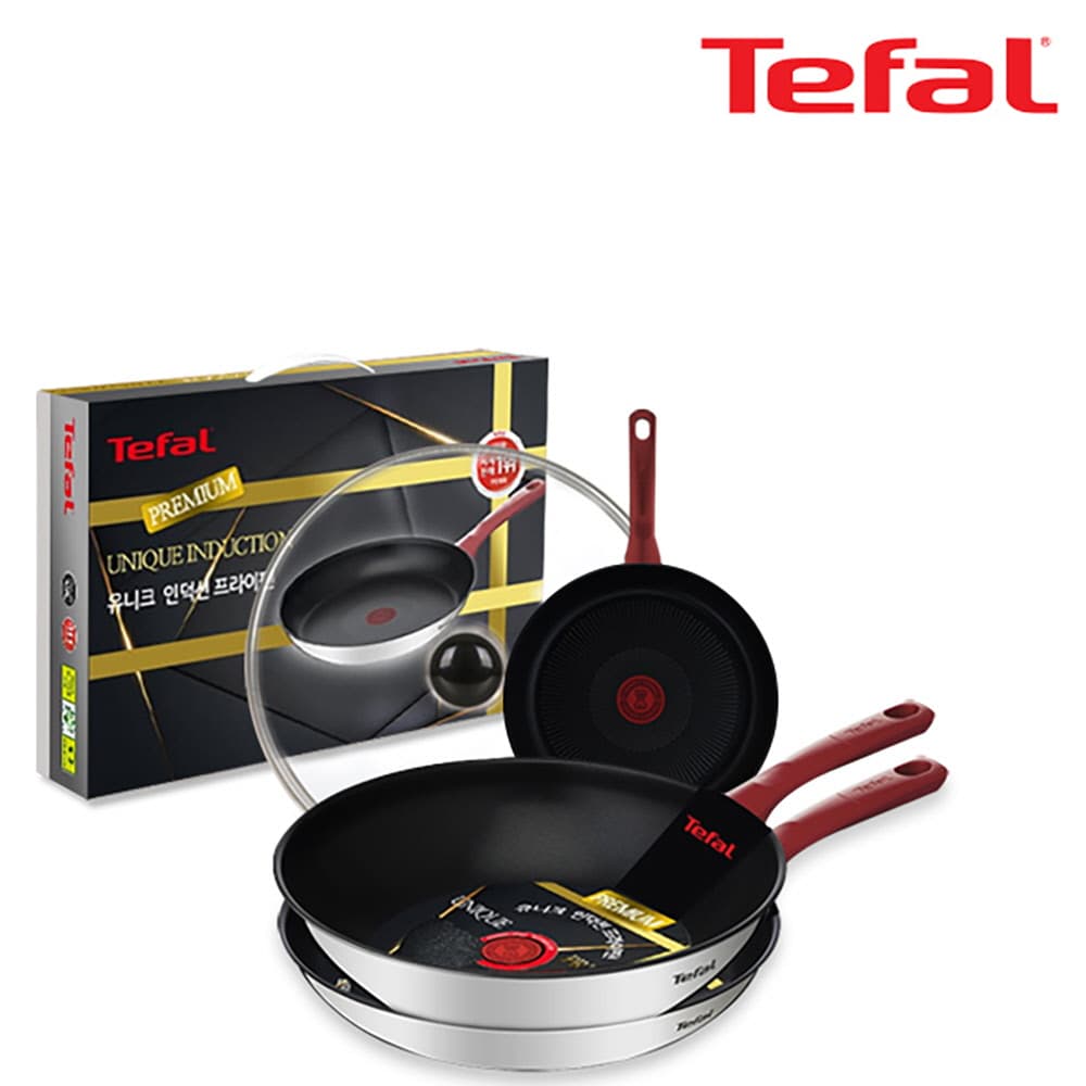 테팔 유니크 인덕션 프리미엄 프라이팬 20cm+28cm+멀티팬 28cm+유리뚜껑 CT1-UQFP2028W28G