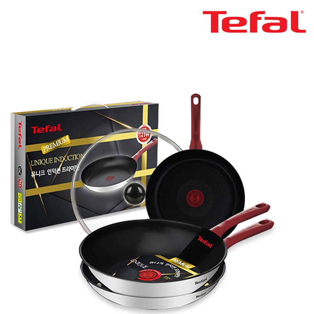 테팔 유니크 인덕션 프리미엄 프라이팬 24cm+28cm+멀티팬 28cm+유리뚜껑 CT1-UQFP2428W28G