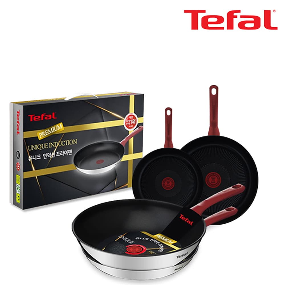 테팔 유니크 인덕션 프리미엄 프라이팬 20cm+24cm+26cm+멀티팬 28cm CT1-UQFP202426W28
