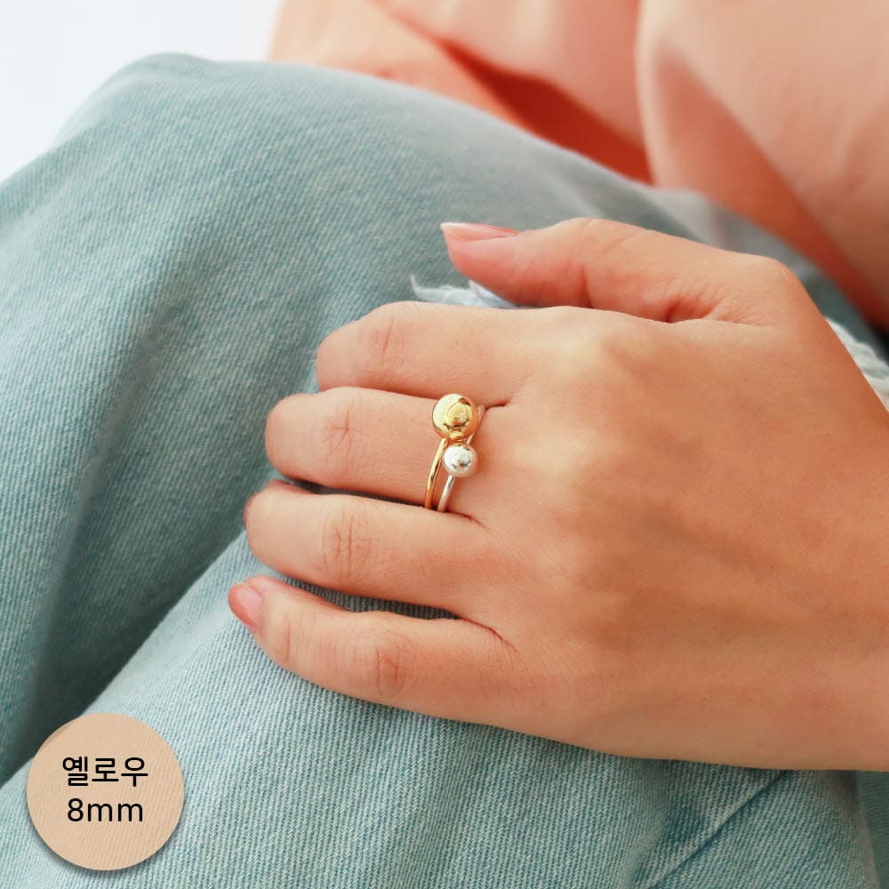 오로라 부티크 실버925 버블링 은반지 8mm 옐로우