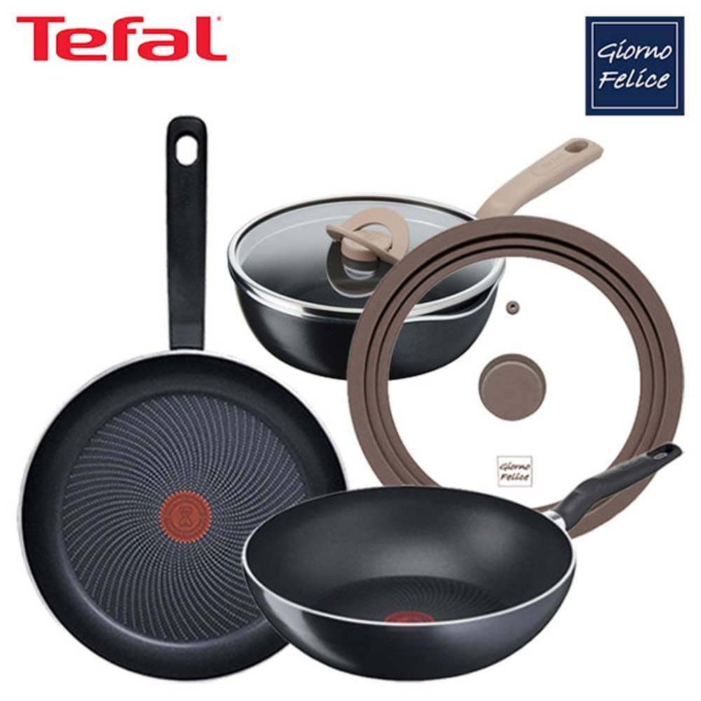 테팔 퍼펙트 쿠킹 다크 인덕션 프라이팬 28cm+멀티팬 28cm+G6 원픽 냄비팬 22cm(블랙)+죠르노펠리체 실리콘 멀티 유리 뚜껑 M TFC-PC8WOP2BLSMCM