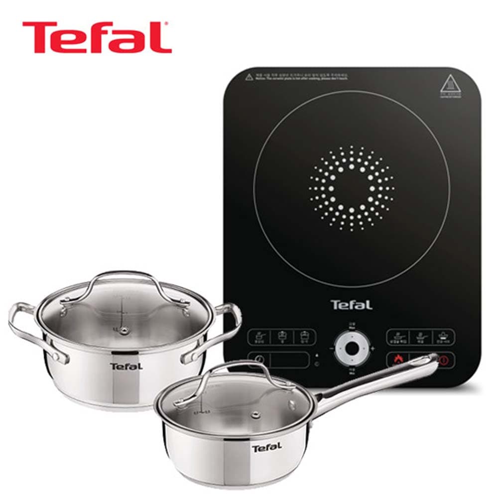 테팔 스피디 1구 인덕션 레인지+스텐냄비 2종 세트(편수16+양수18cm) IH7218LES6P8
