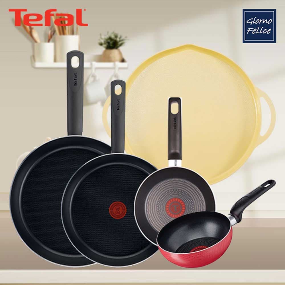 테팔 초코브라우니 티타늄 프라이팬 24cm+30cm+미니팬 18cm+미니볶음팬 16cm+죠르노펠리체 인덕션 멀티 그리들 34cm 옐로 TFC-CB430EP18WIGY