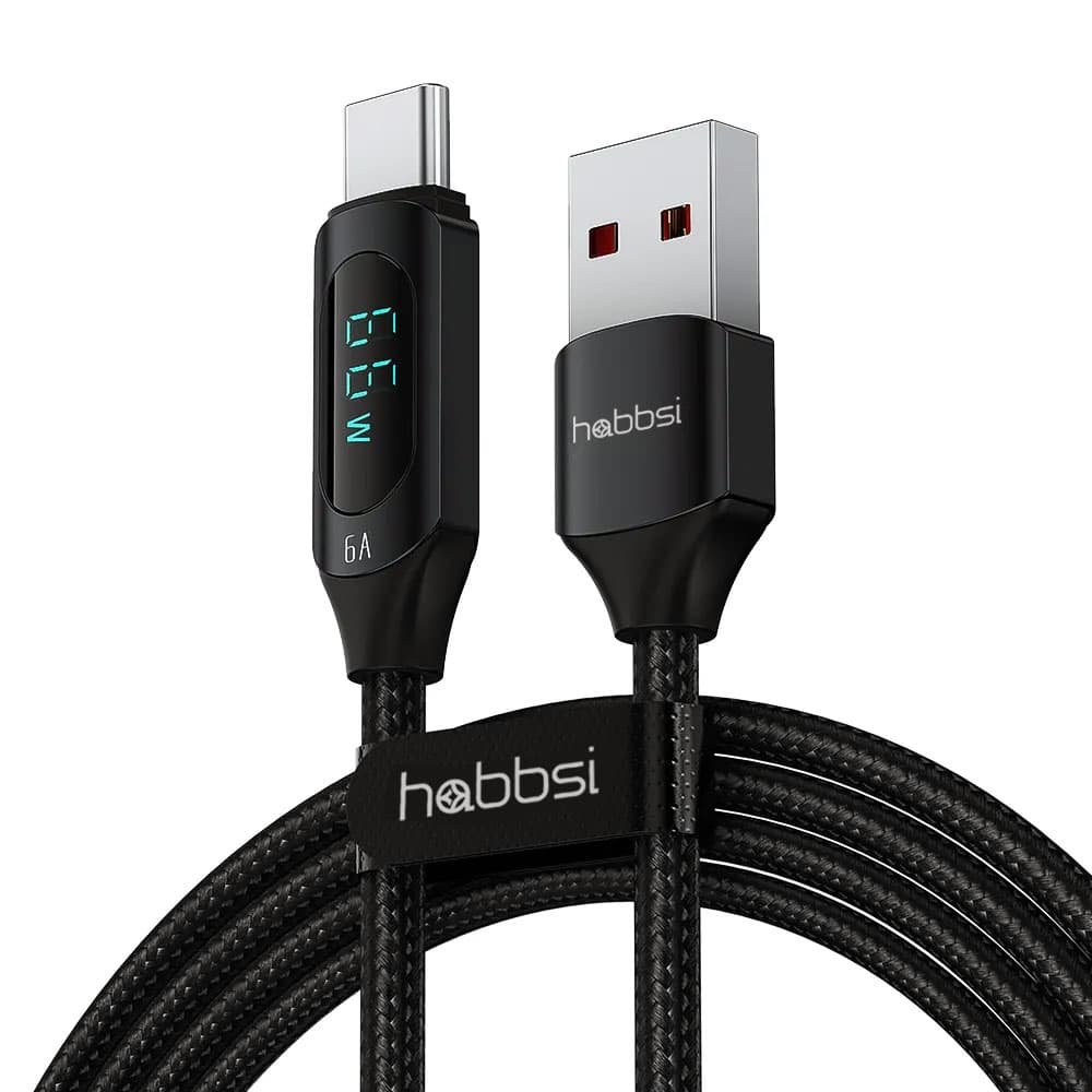 햅시 USB A to C 66W PD 초고속충전 LED 디스플레이 데이터 케이블 YMAC066W-2 (2m)