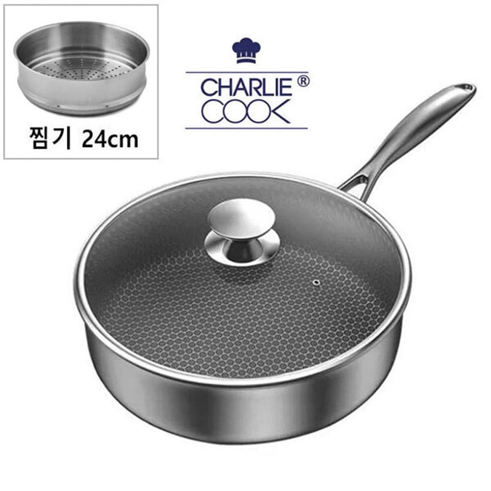 찰리쿡 통3중 스테인리스 IH인덕션 소테팬 24cm (전골/찜기)