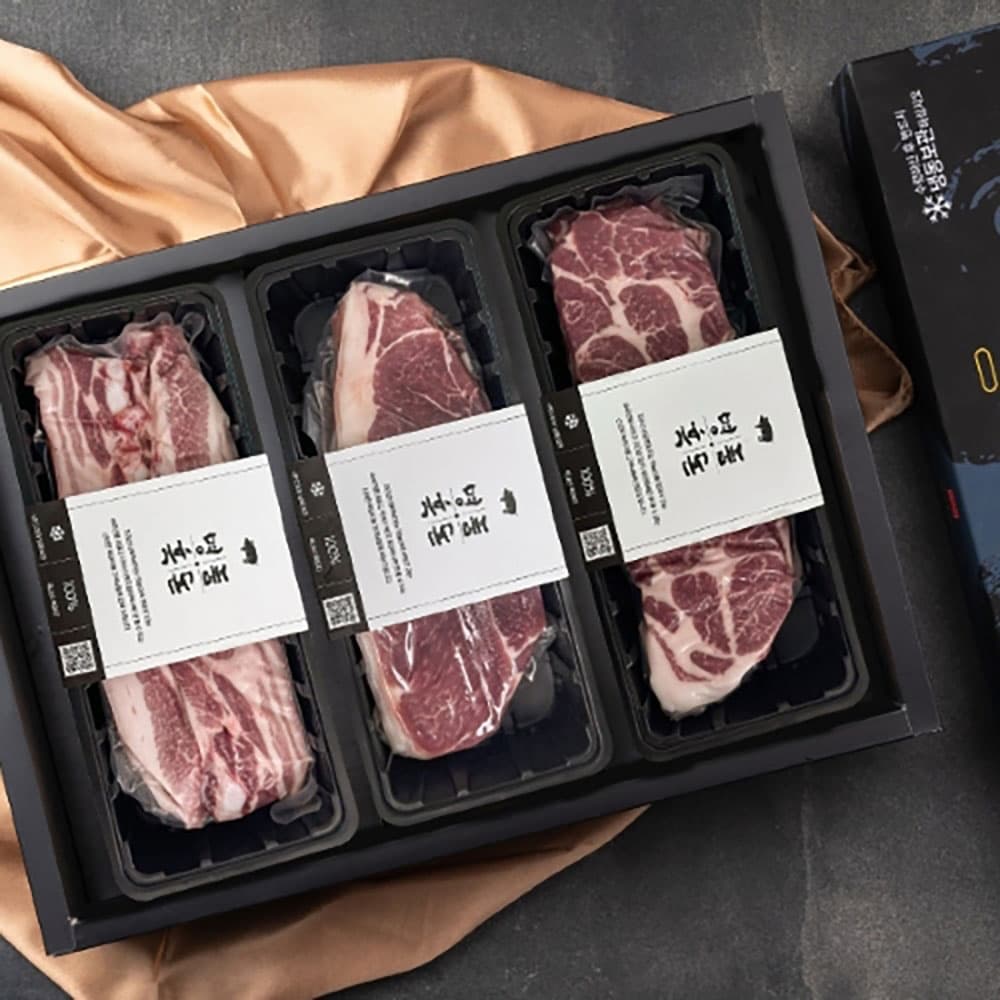 프리미엄 지리산흑돼지 블랙에디션 H호 (시그니쳐 패키지) (오겹1kg+목살1kg+전지1kg)