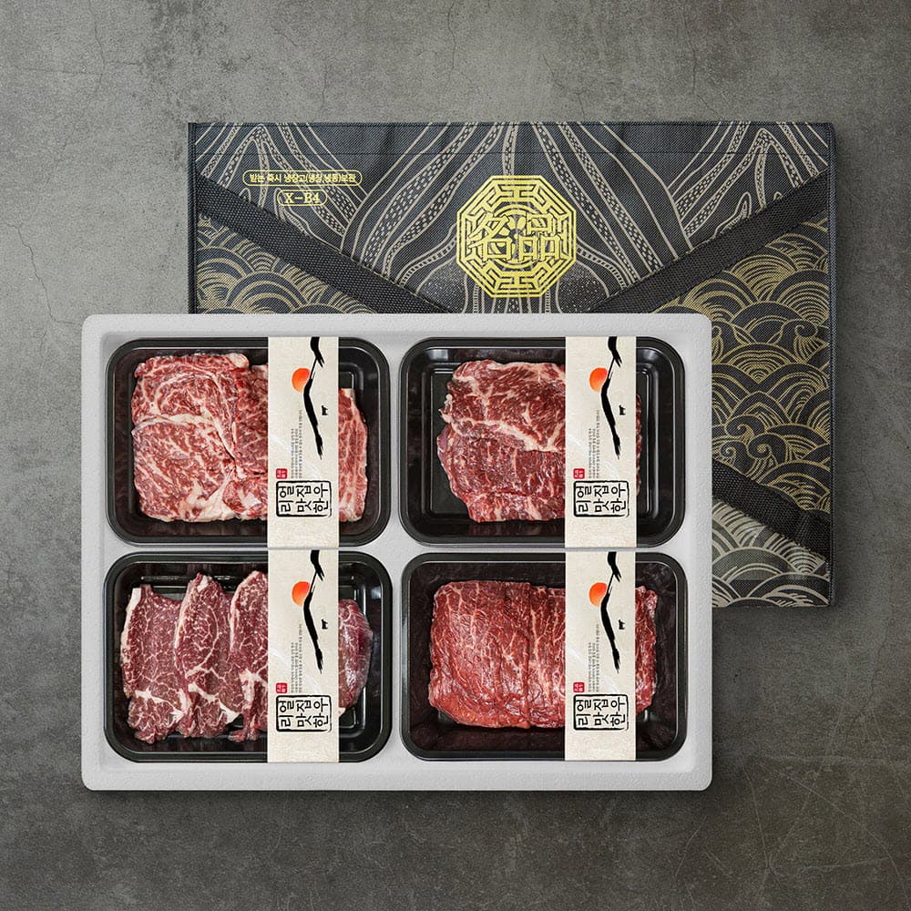 [더 기다림]리얼 맛집 한우 1등급+ 이상 구이혼합세트 1.2kg [등심+채끝+안심+불고기/각 300g]
