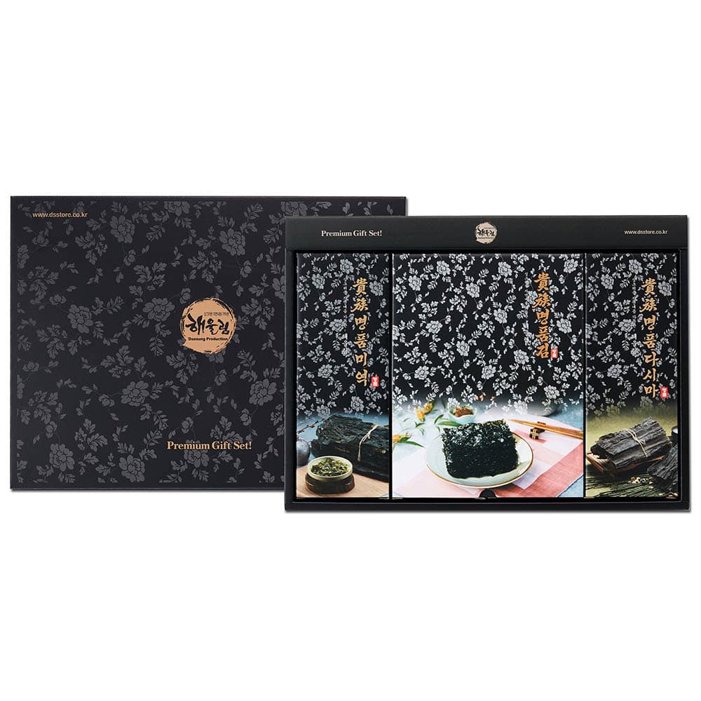 [해울림] 해조혼합 선물세트 1호(미역 60g / 다시마 100g / 올리브 전장구이김25g x 5봉)