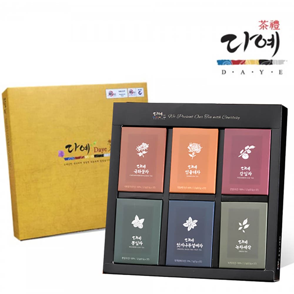다예 순수 국산 꽃잎차 6종(30T) 세트(쇼핑백포함)