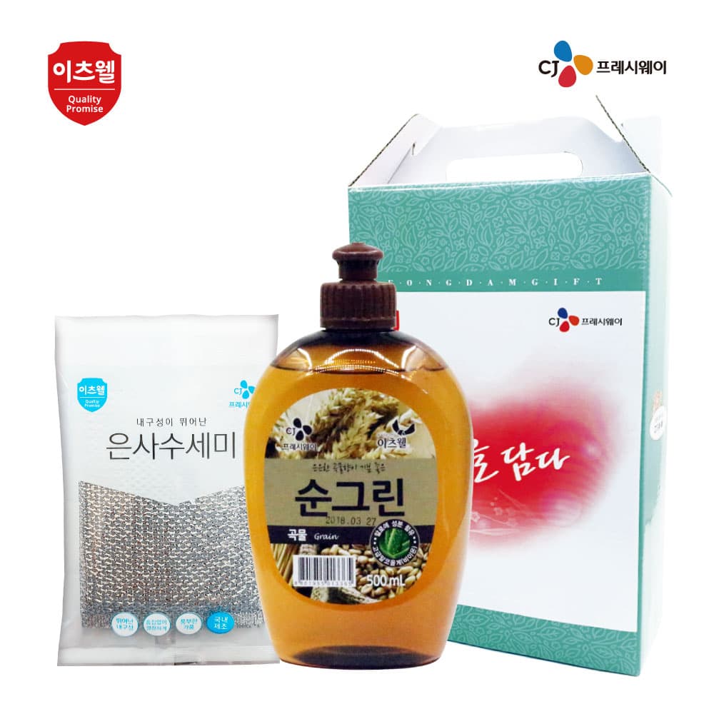 CJ이츠웰 순그린500(곡물),수세미 2종세트 01854