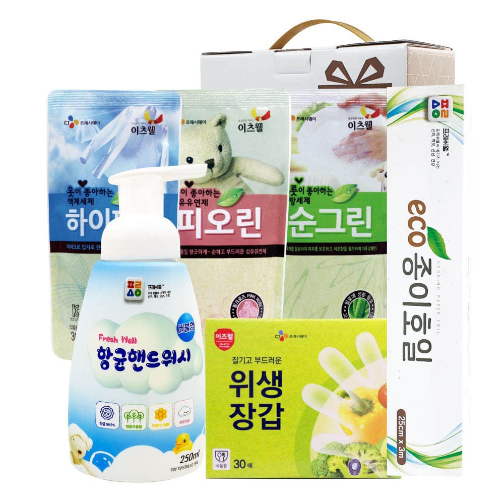 CJ순그린,피오린,하이파워,위생장갑30매,종이호일,핸드워시 6종세트 01863