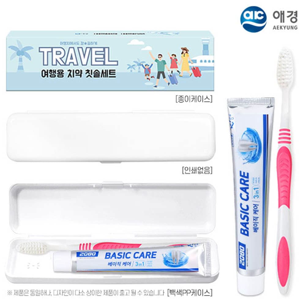 (PP,백색,종이케이스)애경 베이직케어치약50g 미세모칫솔세트