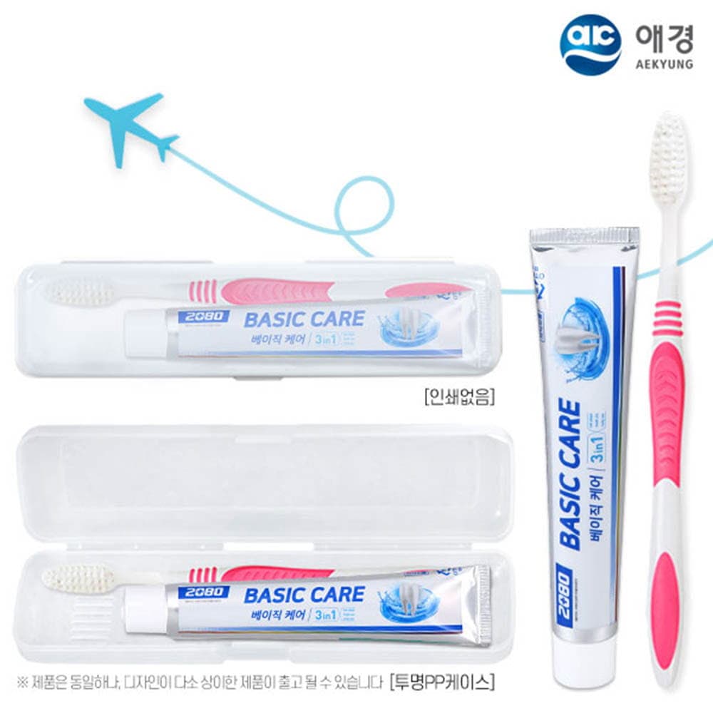 (PP,투명)애경 베이직케어치약50g 미세모칫솔세트