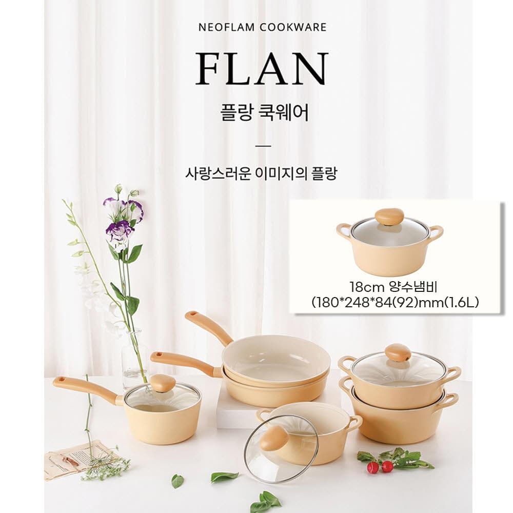 네오플램 플랑 IH 인덕션 냄비 양수 18cm