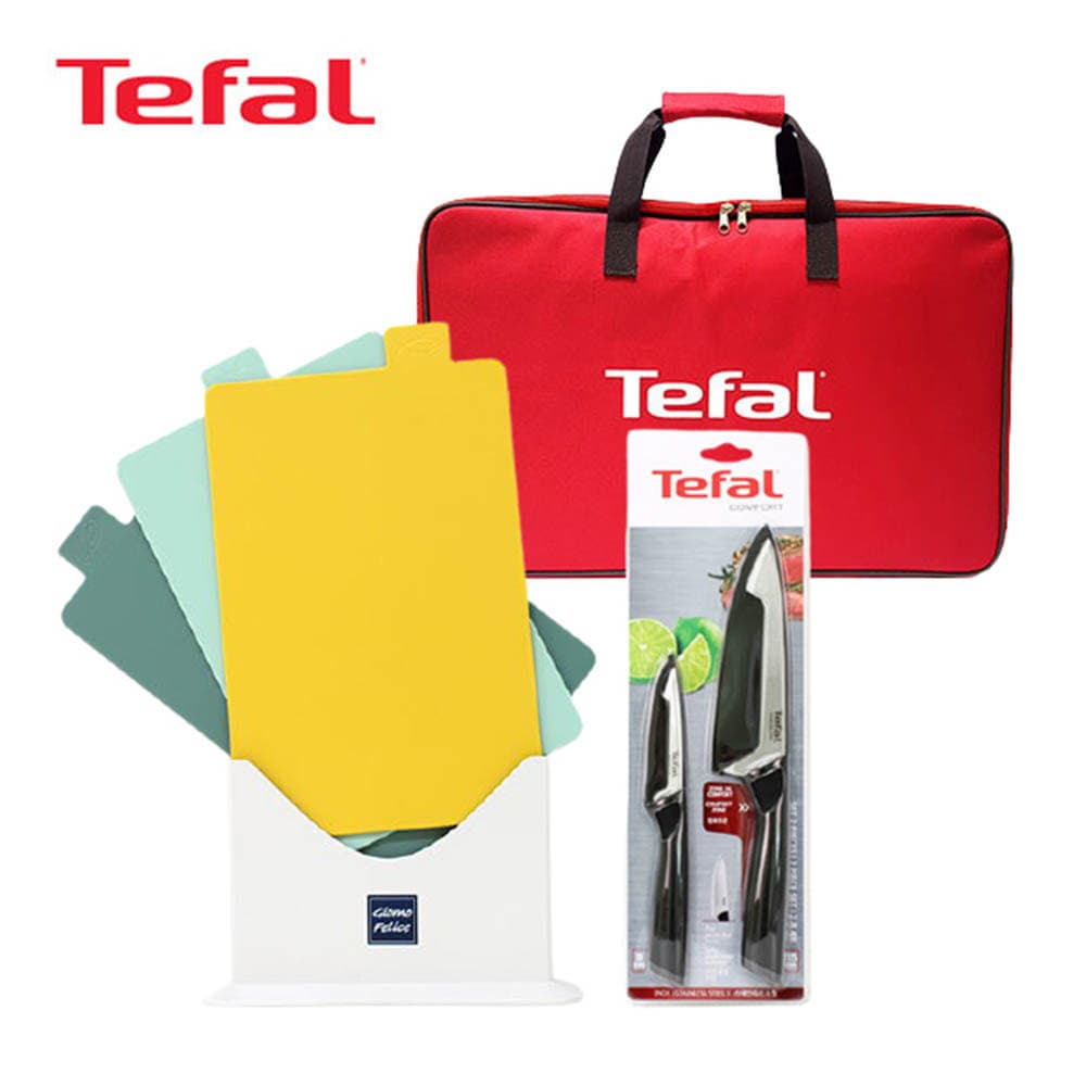 테팔 컴포트 식도 15cm+과도 9cm+리빙멀티백+죠르노펠리체 인덱스 도마 3P TFC-CFCH15FR9MBICB