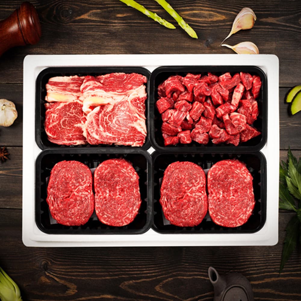 안동바른한우 1등급 한우 구이,정육 가족세트10호 1.4kg(등심400g,불고기300g*2팩,국거리400g)