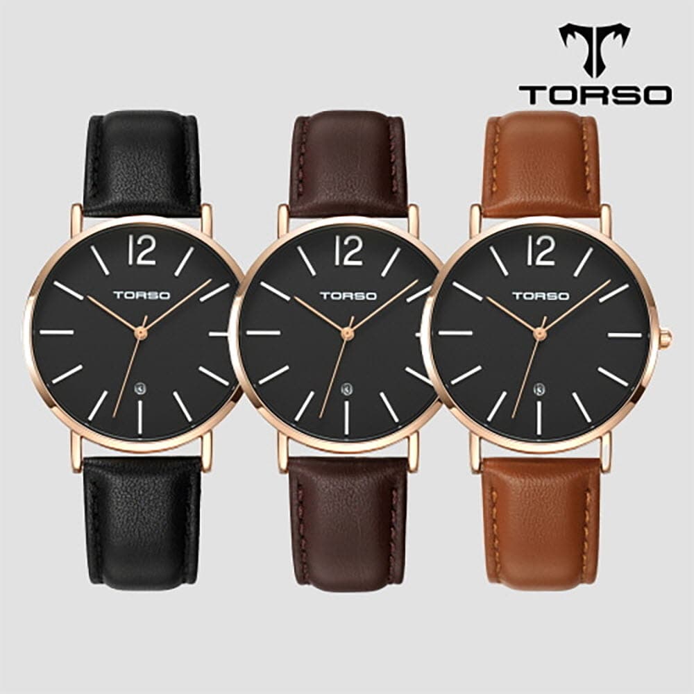 토르소 도로스 데이트 워치 남성 가죽 밴드 시계 T101M-RB-L(색상 택1)