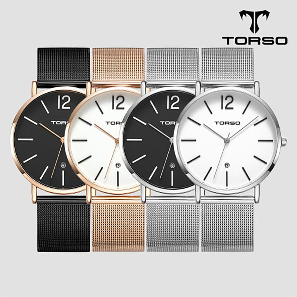 토르소 도로스 데이트 워치 남성 메쉬 밴드 시계 T101M-MS(색상 택1)