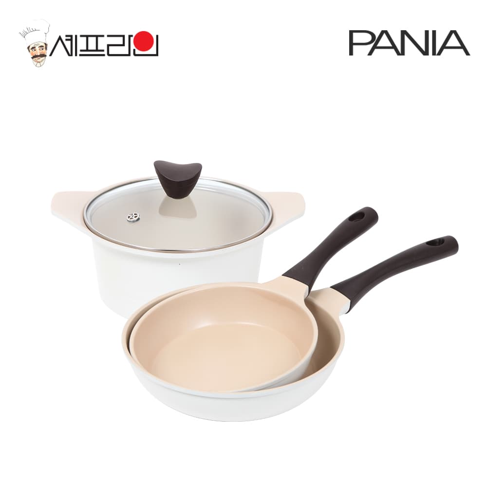 셰프라인 페니아(pania) 인덕션 IH 크림후라이팬,냄비 3종세트(20+24+16양)