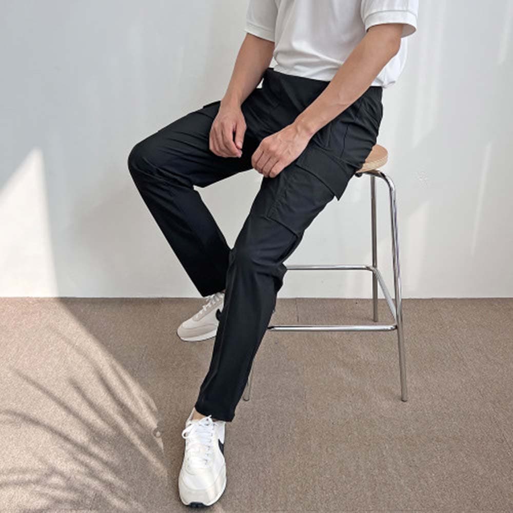 SARA9 2023 신상 아이스 실크 카고 일자 팬츠