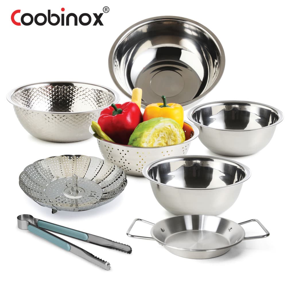 쿠비녹스 믹싱볼 쌀함박 채반 찜판 집게 플레이트 8종 세트 CO-1162