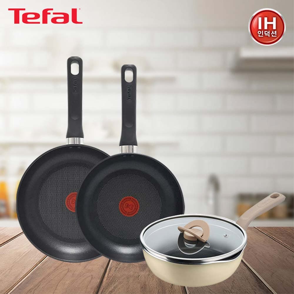 테팔 인덕션 델리커시 티타늄 프라이팬 22cm+24cm+G6 원픽 냄비팬 22cm_베이지 TFC-ID24OP2B
