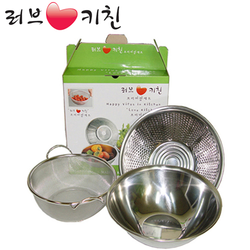 러브키친 프리미엄4호세트 (믹싱볼28.5cm+함지박27.5cm+양수바구니23cm) 상세이미지