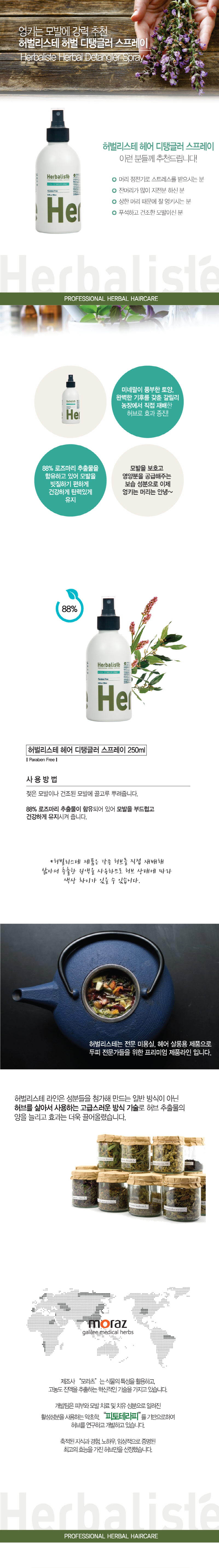 허벌리스테 디탱글러 스프레이 250ml / 손상 모발 관리 상세이미지