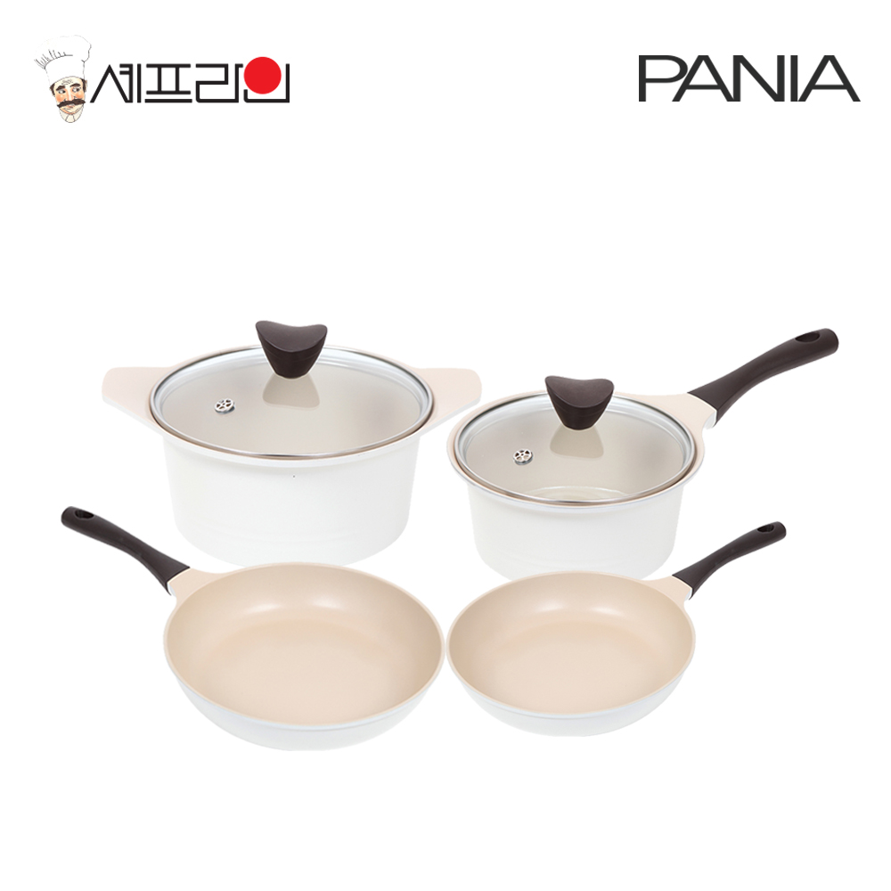 셰프라인 페니아(pania) 인덕션 IH 크림후라이팬,냄비 4종세트(20+28+20양+18편수) 상세이미지