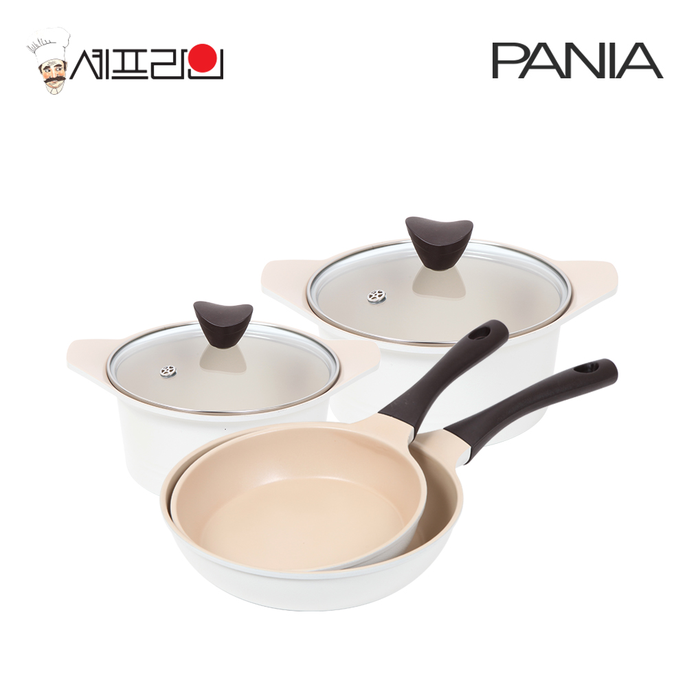 셰프라인 페니아(pania) 인덕션 IH 크림후라이팬,냄비 4종세트(20+28+20양+24양) 상세이미지