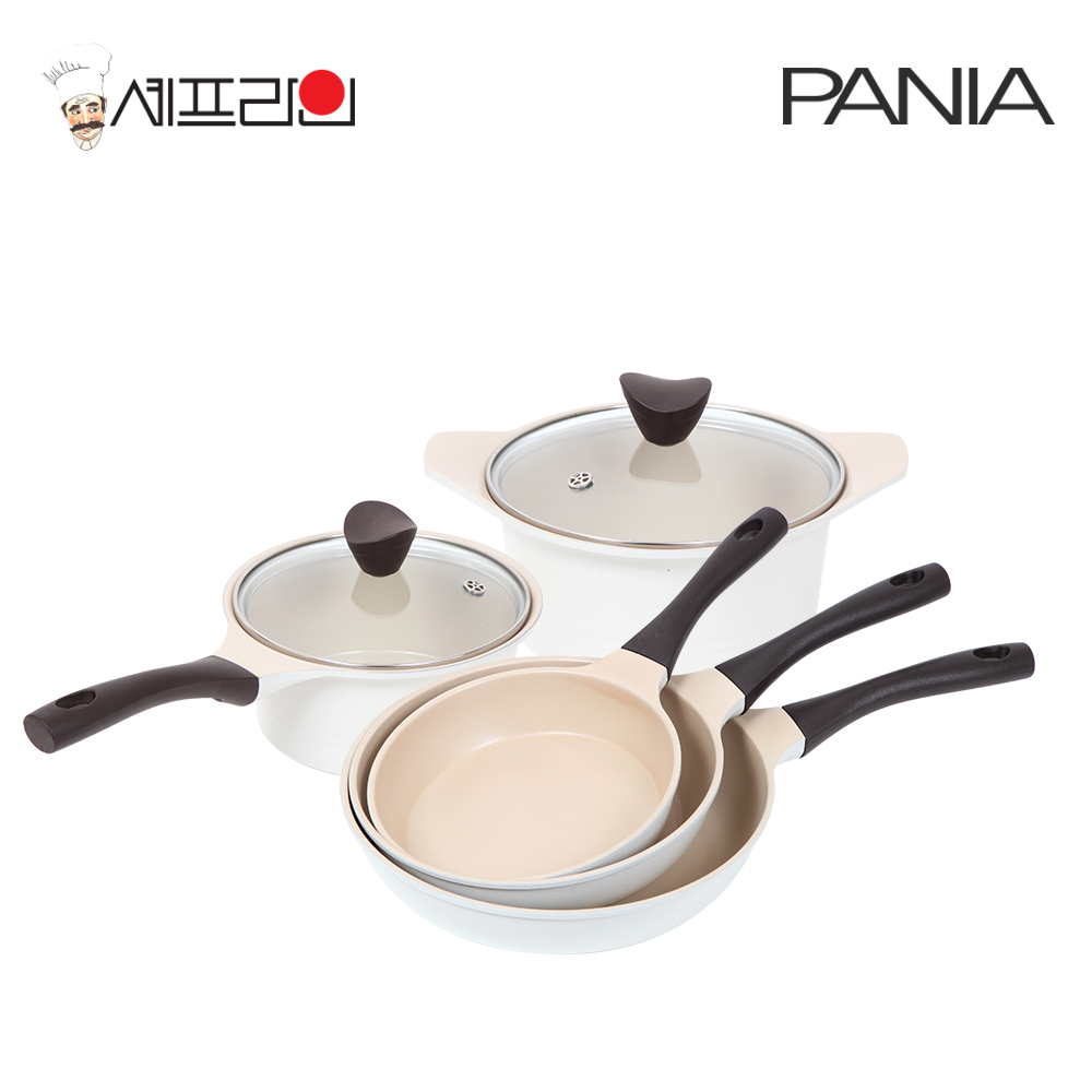 셰프라인 페니아(pania) 인덕션 IH 크림후라이팬,냄비 5종세트(20+24+28+16양+18편수) 상세이미지