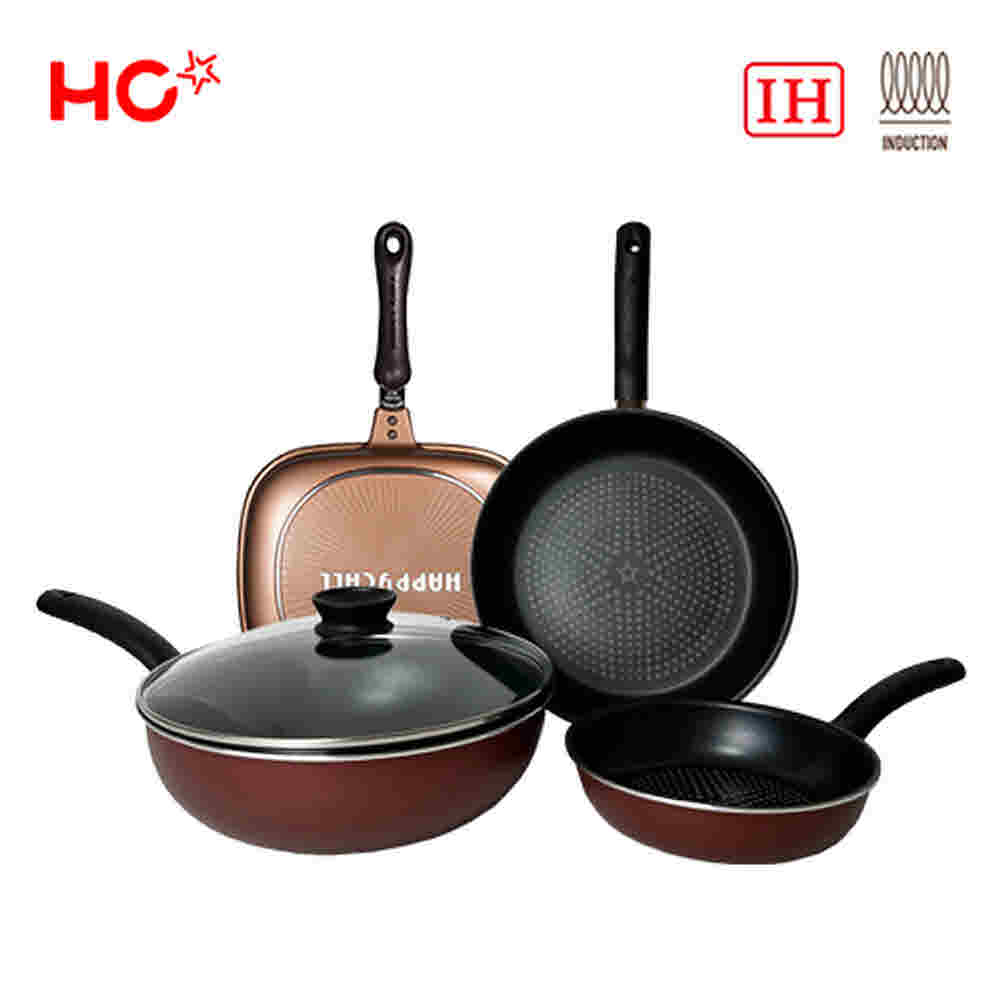해피콜 셀렉트 IH 인덕션 프라이팬 5종B(IH 프라이팬 20cm,프라이팬 28cm,궁중팬 28cm,유리뚜껑 28cm,다용도 양면팬) 상세이미지