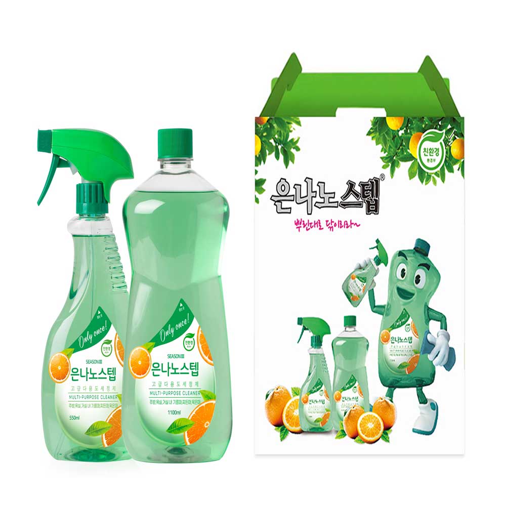 은나노스텝 시즌3 다용도 세정제 550ml + 리필 1100ml 2종 선물세트 상세이미지